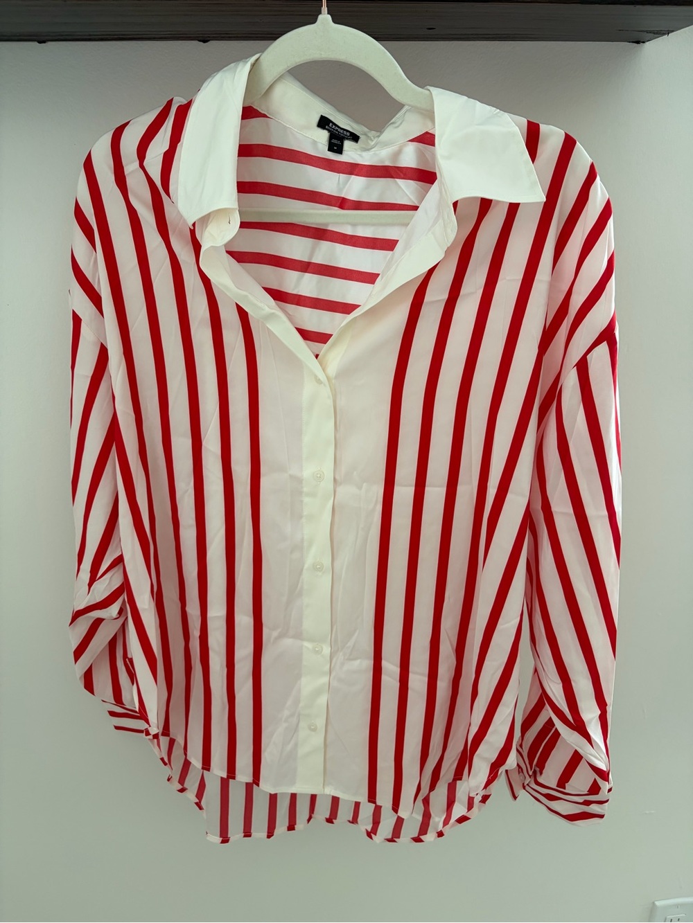 Red and white stripped oversized blouse